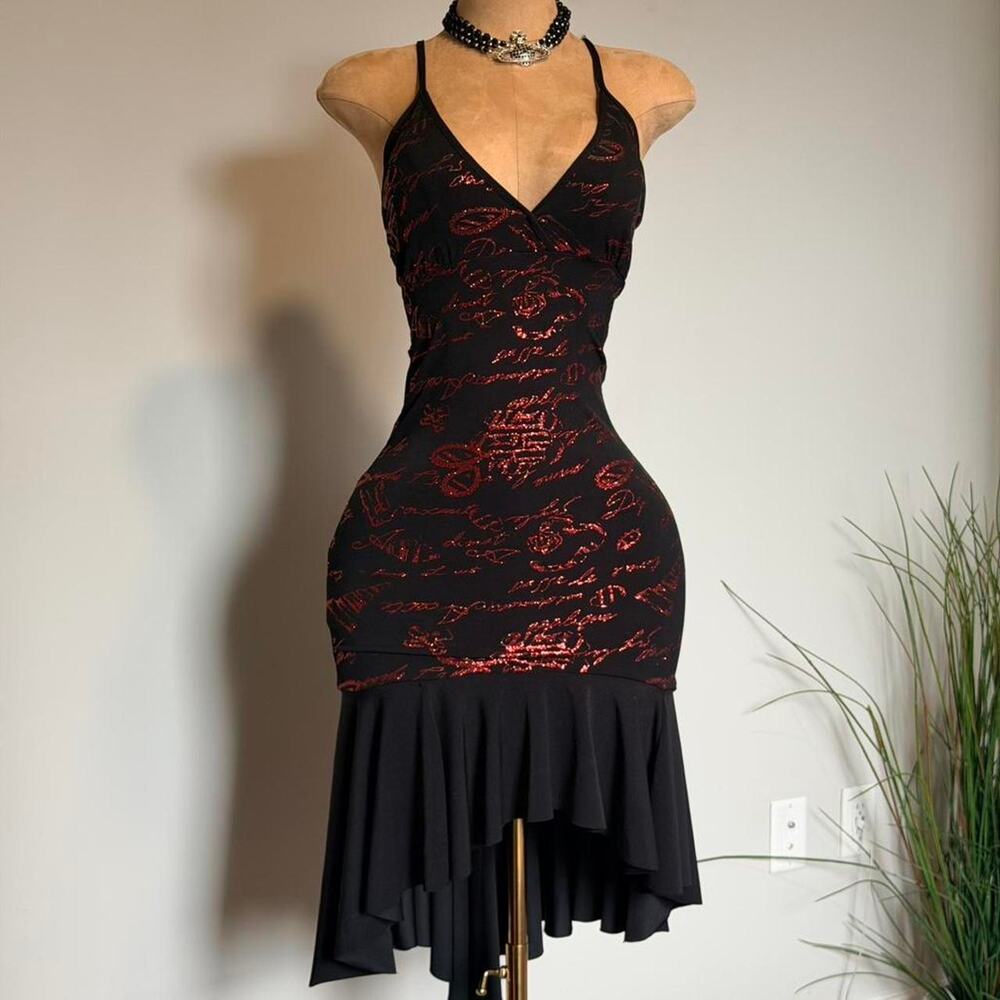 Y2k black red glitter
